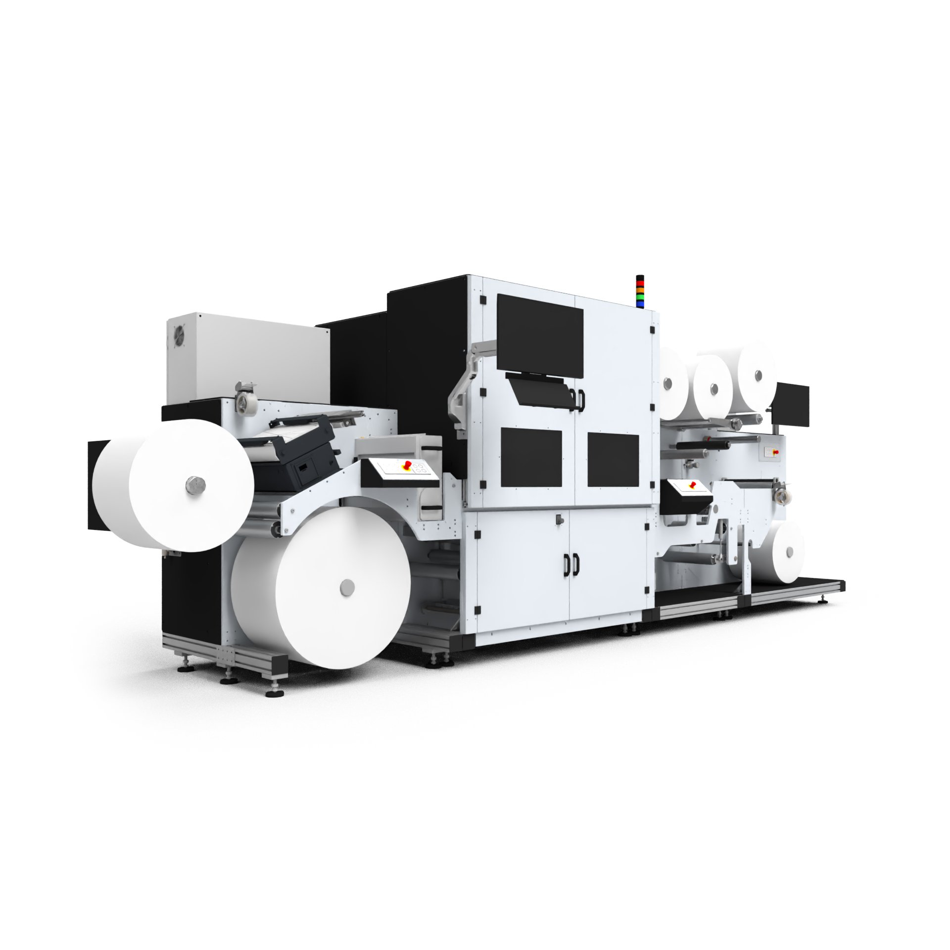 Spartanics digital inkjet printing module with web handling rollers
