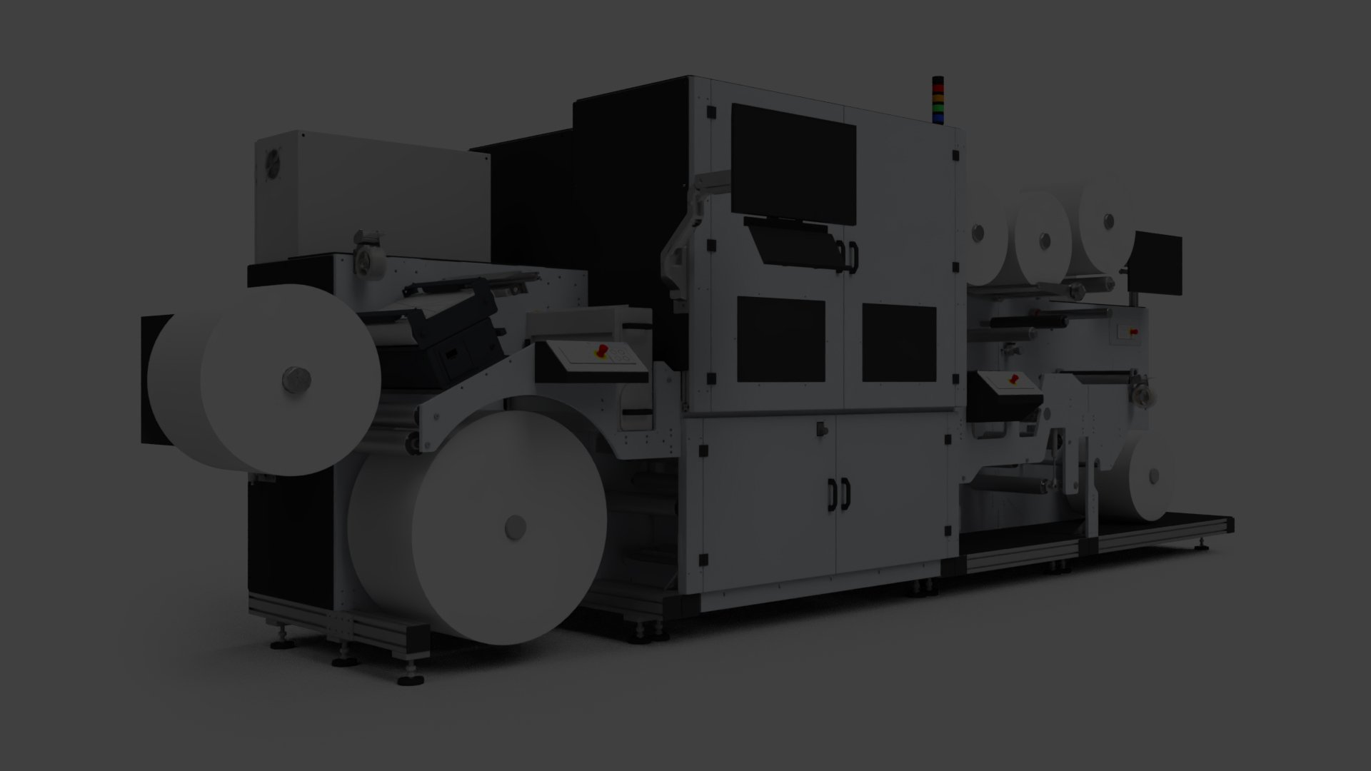 CS2100 digital inkjet printer module with multiple web rollers and control screens